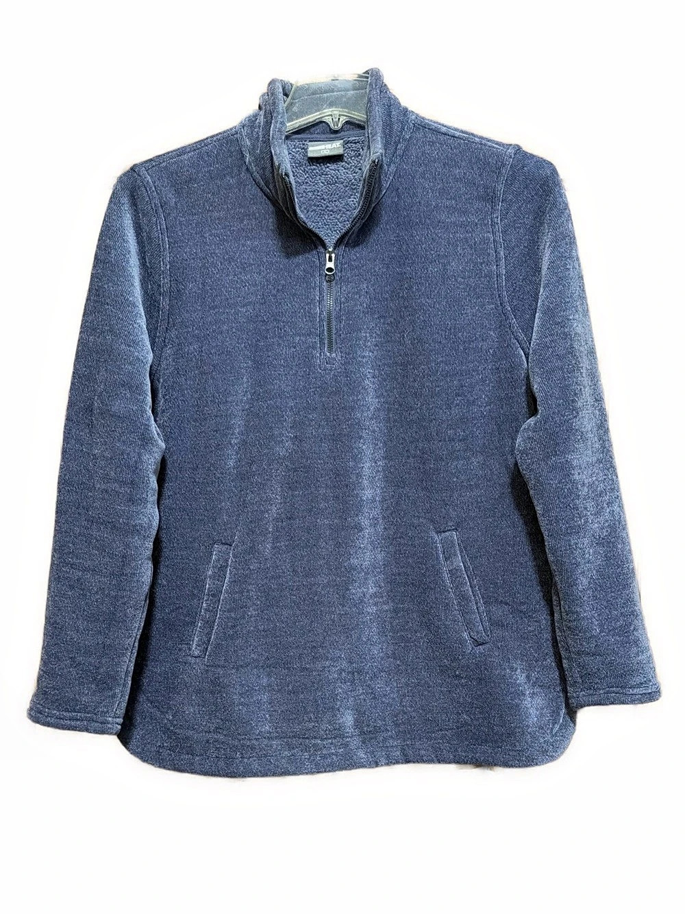 32 Degrees Heat Women’s Large Blue Mock Neck Fleece 1/4 Zip Pullover Sweater